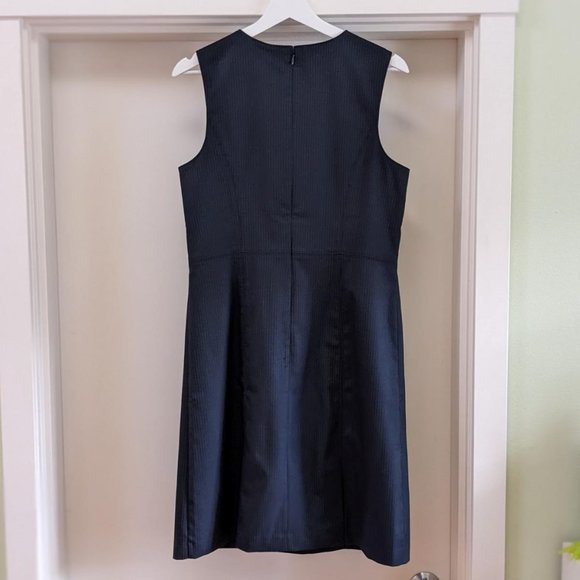 Classic Sheath Dress NEW Sleeveless, Pin-stripe Blue Suiting, Smooth, Lands' End - Picture 5 of 16